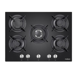 PLAQUE A GAZ PREMIUM NOIR 5 FEUX 70 CM