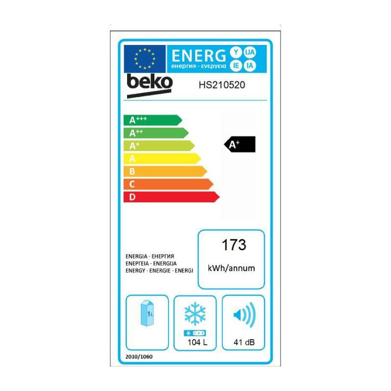 Congélateur coffre  BEKO , classe énergétique A+ -  Congélateur coffre volume 104 litres